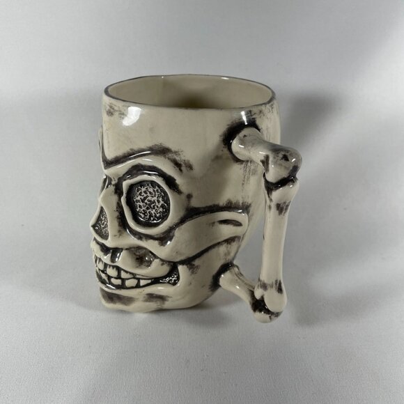 HALLOWEEN “3D” HANDMADE, SCARY, SKELETON HEAD MUG - Picture 2 of 6